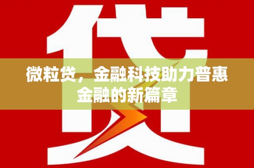 南涧微粒贷，金融科技助力普惠金融的新篇章