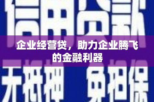 南涧企业经营贷，助力企业腾飞的金融利器
