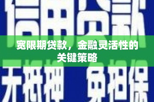 南涧宽限期贷款，金融灵活性的关键策略