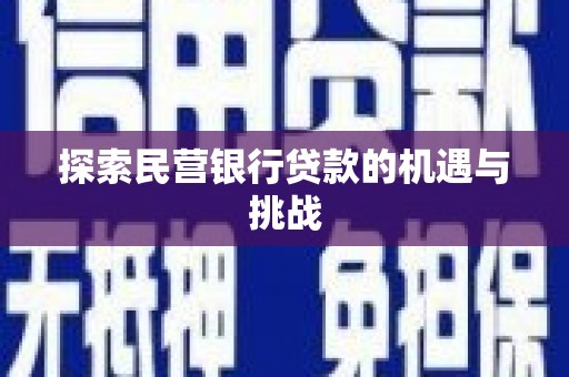 南涧探索民营银行贷款的机遇与挑战