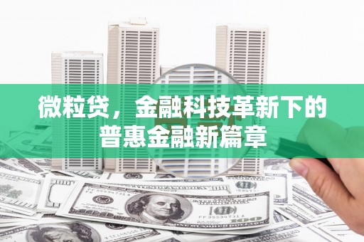南涧微粒贷，金融科技革新下的普惠金融新篇章