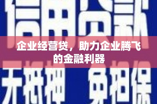 南涧企业经营贷，助力企业腾飞的金融利器