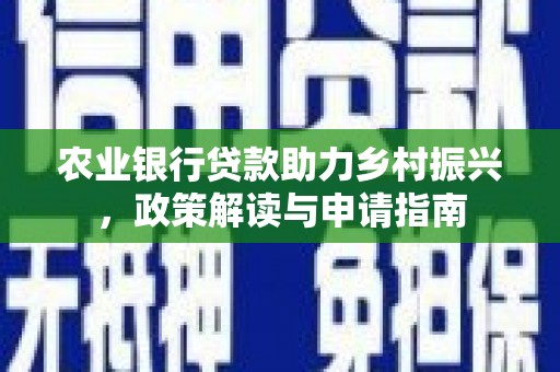 南涧农业银行贷款助力乡村振兴，政策解读与申请指南