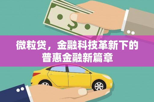 南涧微粒贷，金融科技革新下的普惠金融新篇章